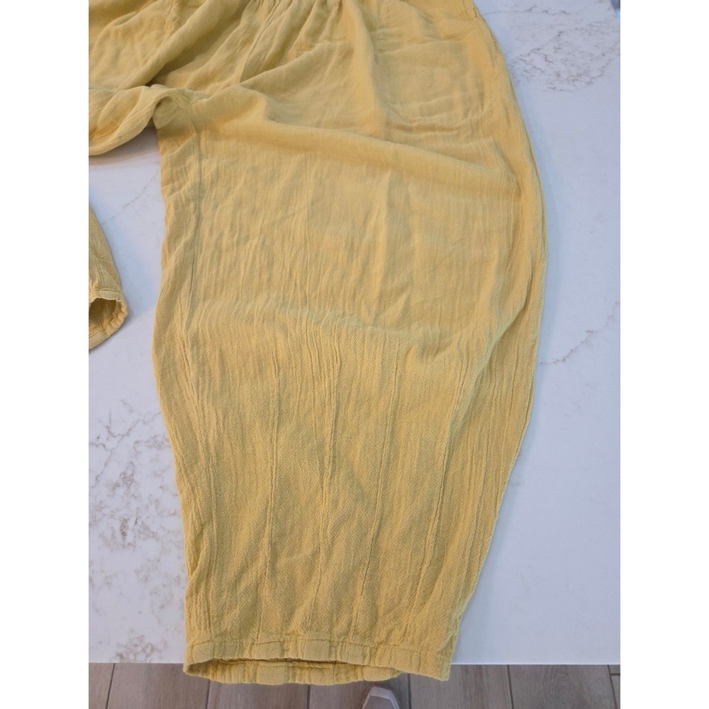 Oh My Gauze! Tapered Pants Size 3 Yellow Cotton Elastic Waist Lagenlook Boho - Picture 3 of 10